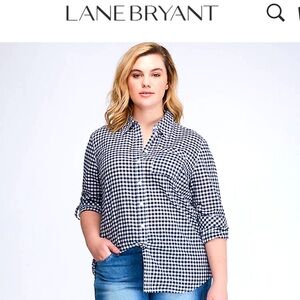 Lane Bryant Black and white gingham cotton shirt 14